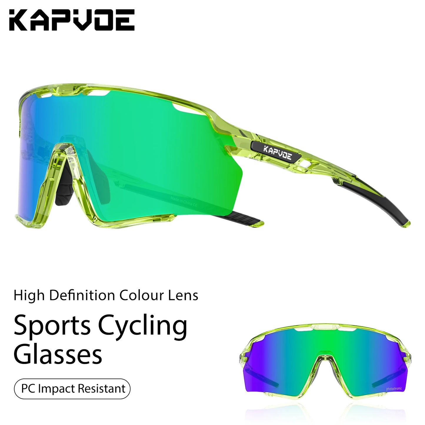 KAPVOE New Outdoor Cycling Glasses Mountain Bike Sunglasses MTB Sports Men Women UV400 Baseball Running Triathlon Golf Driving