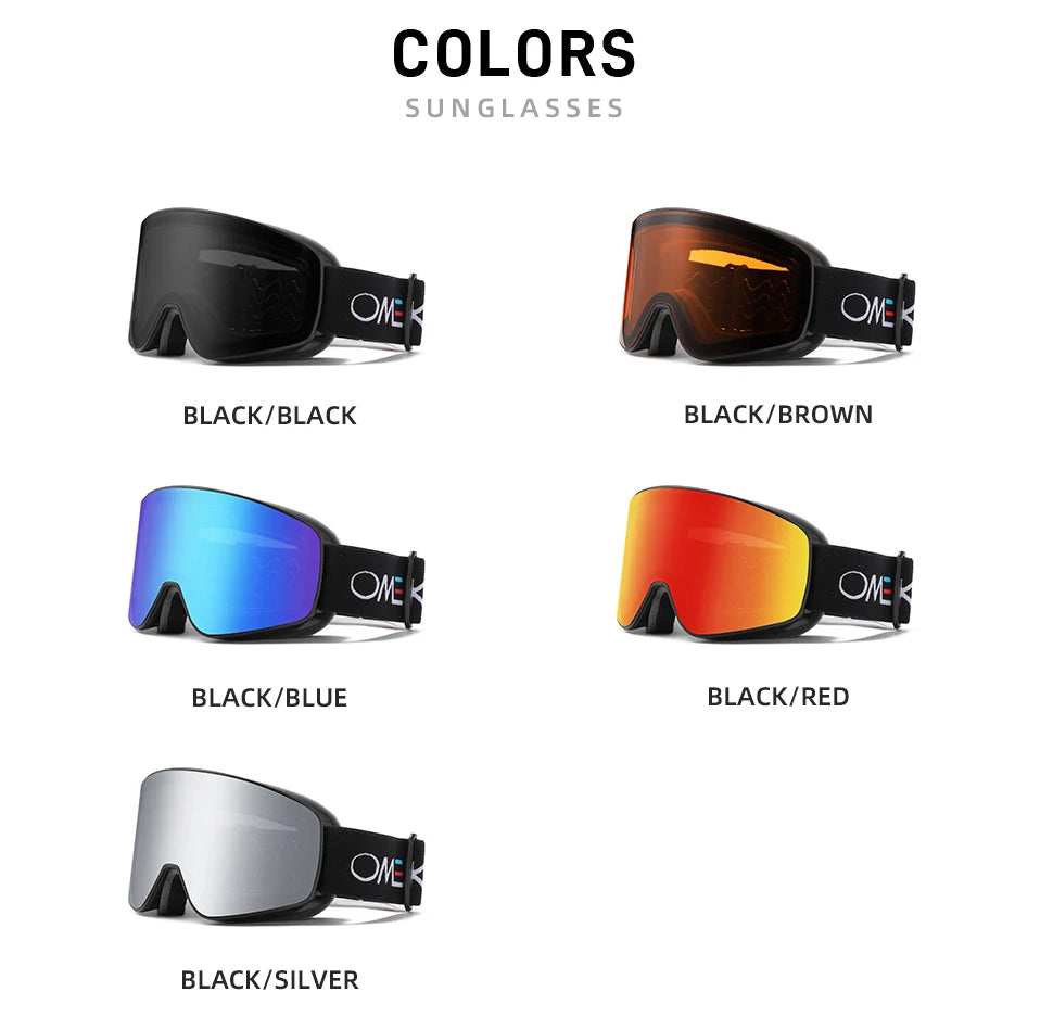OMEKOL BRAND NEW Double Layers Anti-Fog Ski Goggles Snowmobile Eyewear Outdoor Sport Snow Snowboard Glasses
