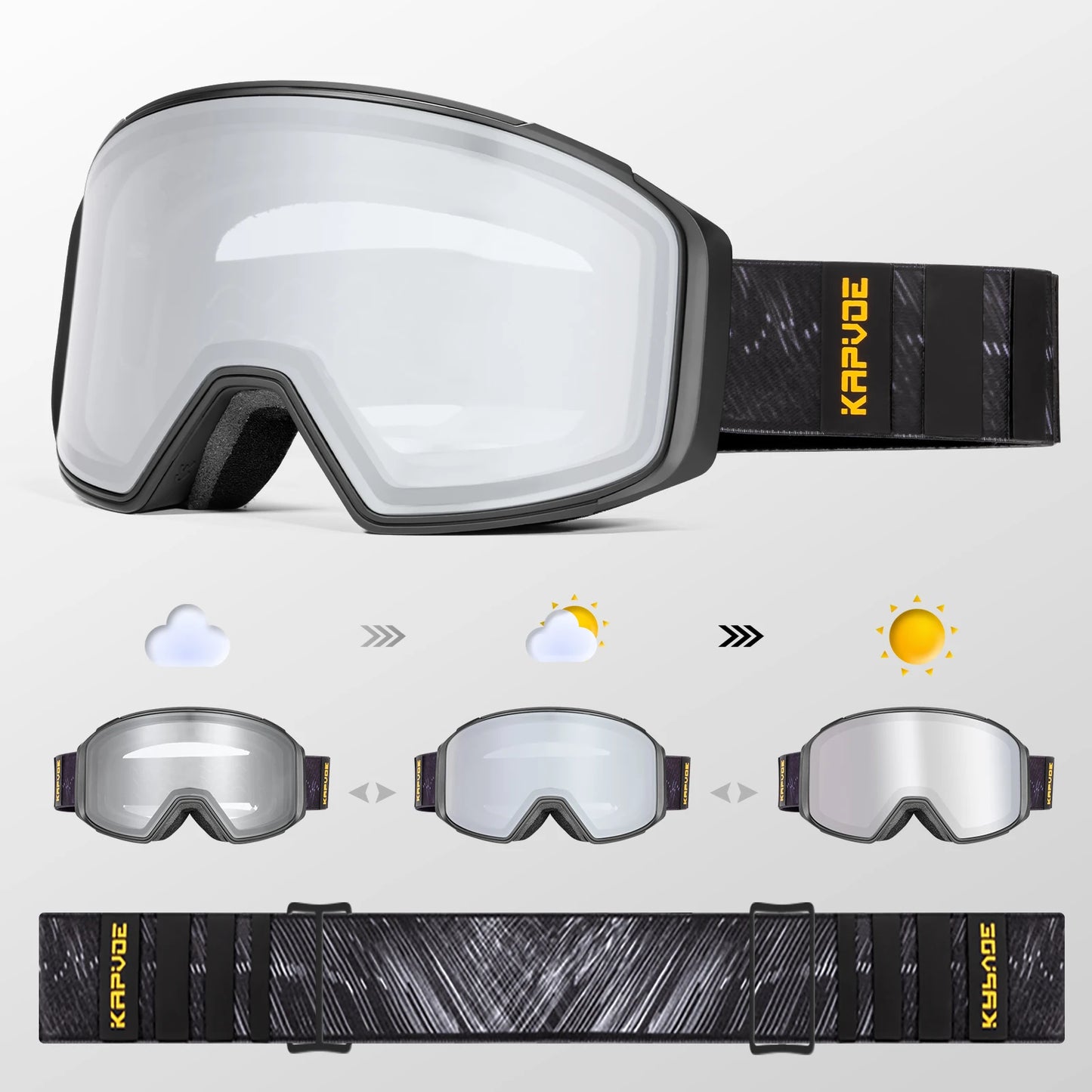 Kapvoe Magnetic Ski Goggles | UV400 Anti-Fog | Men & Women | Snowboard & Snowmobile