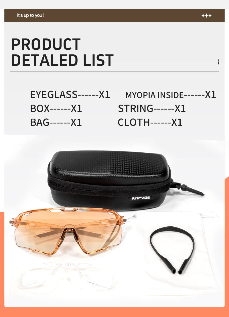 KAPVOE New Outdoor Cycling Glasses Mountain Bike Sunglasses MTB Sports Men Women UV400 Baseball Running Triathlon Golf Driving