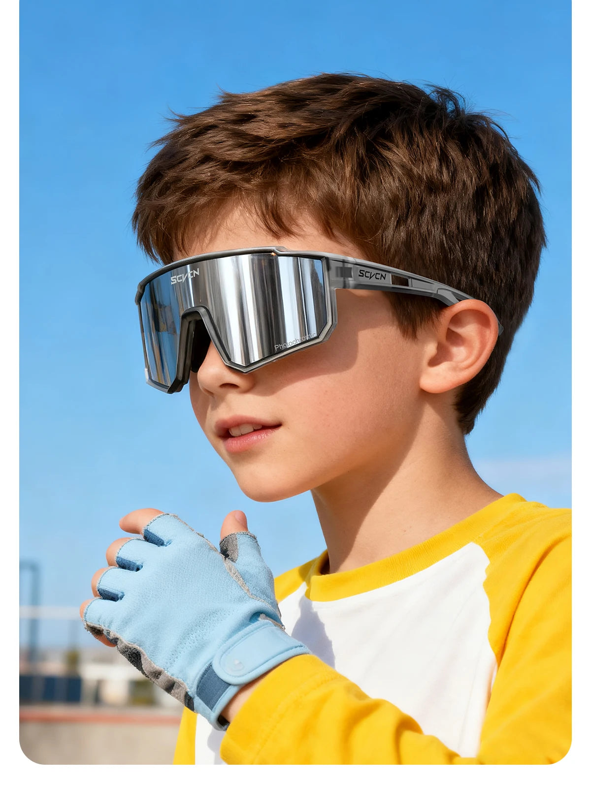 SCVCN Kids Polarized Sports Sunglasses Photochromic UV400 Boy Baseball Glasses Cycling Outdoor Eyewear Running Hiking Sunglasses