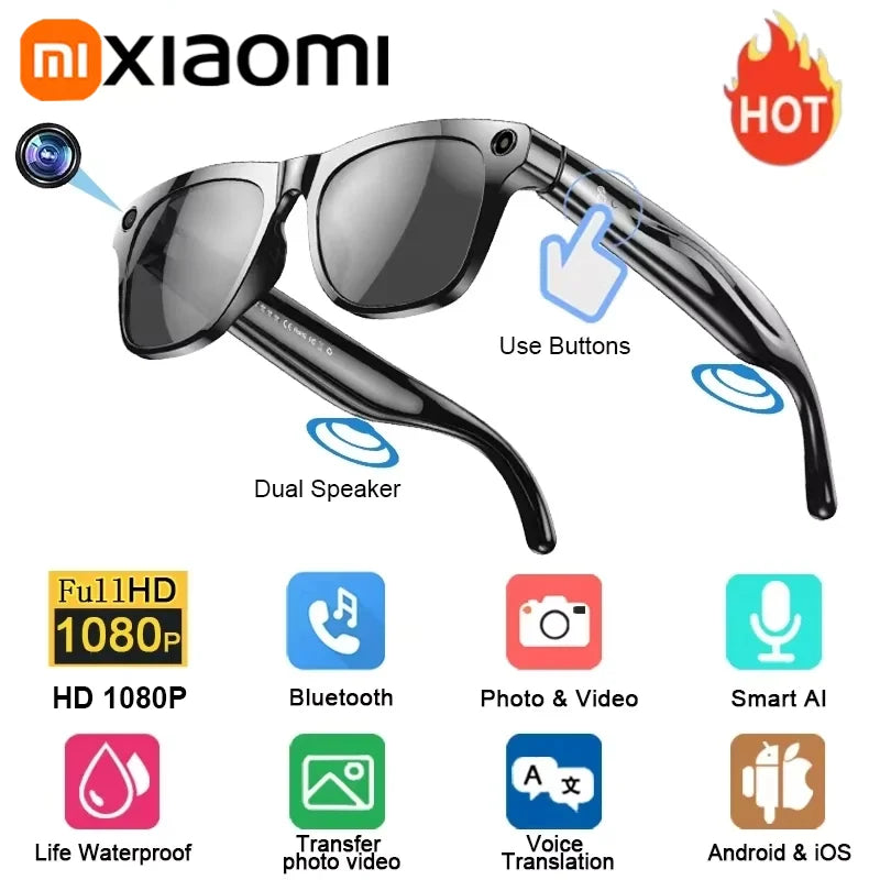Xiaomi 8K AI Smart Glasses With 100MP Camera Chat GPT Touch Sport Sunglasses Bluetooth Call Video Music Player For Men Women