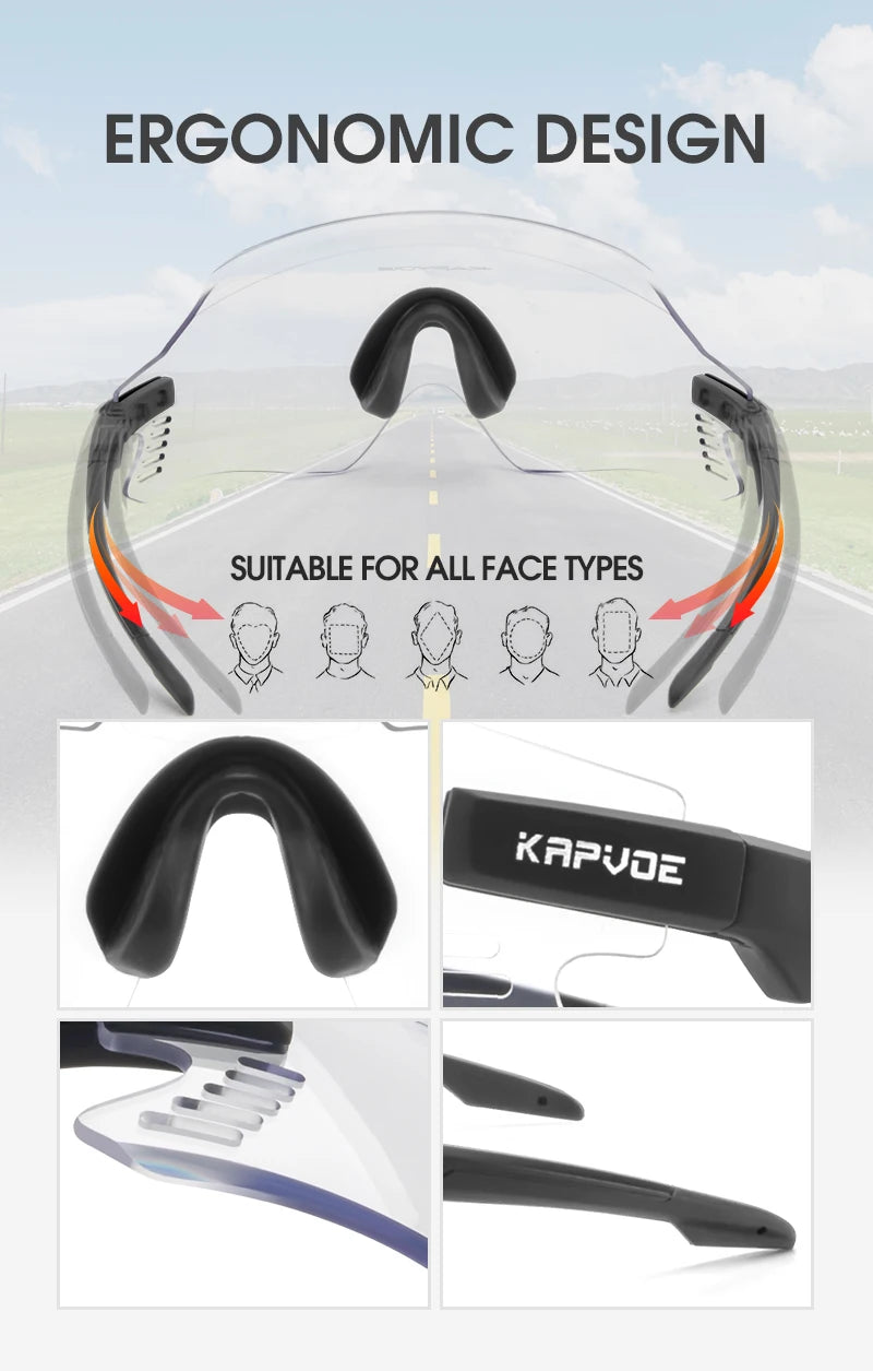 KAPVOE Cycling Sunglasses Cycling Glasses UV400 MTB Bicycle Eyewear Outdoor Sports Goggles Women Men Road Bike Racing Equipment