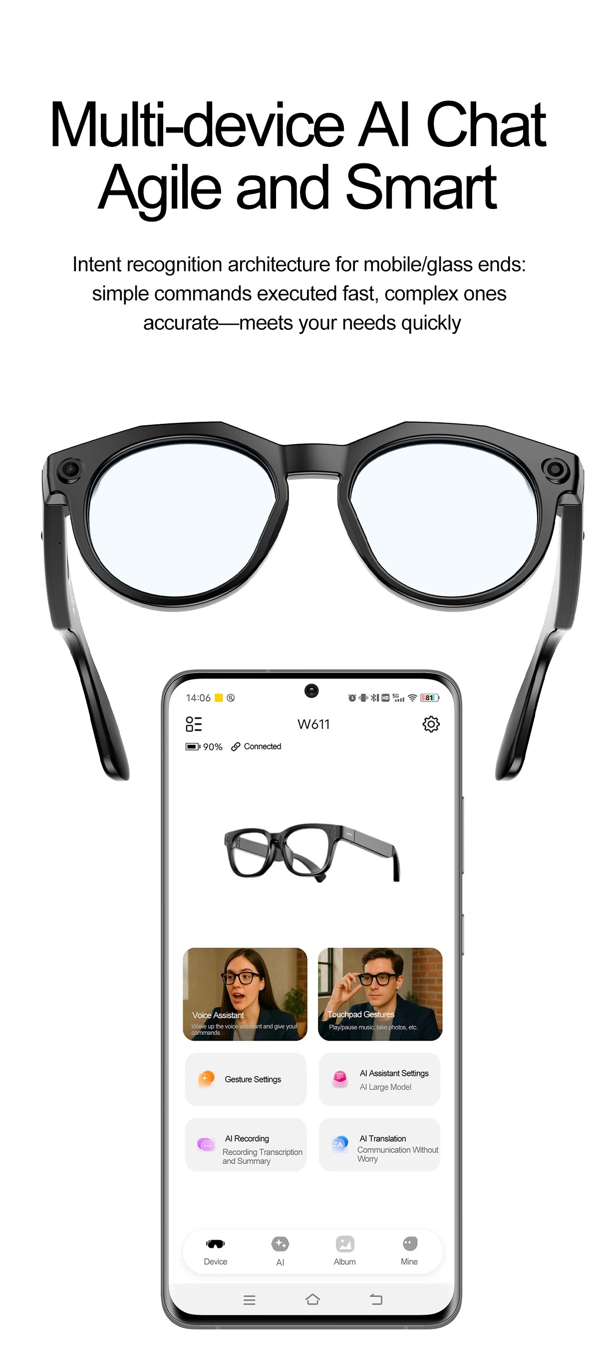 2026 New 8K HD AI Smart Glasses Men Chat GPT 800MP Camera Bluetooth Call AI Translation Voice Assistant Control Sunglasses Women