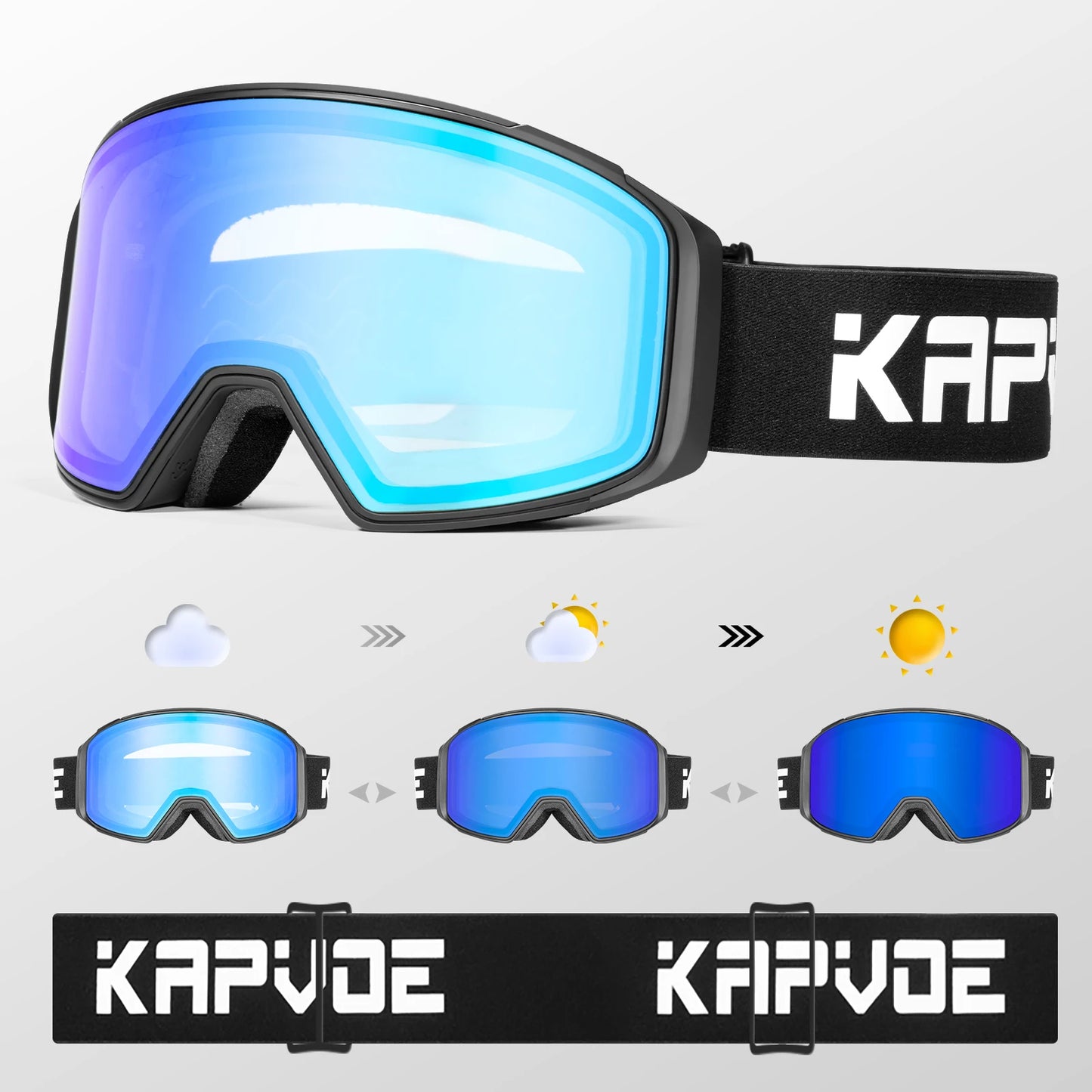 Kapvoe Magnetic Ski Goggles | UV400 Anti-Fog | Men & Women | Snowboard & Snowmobile