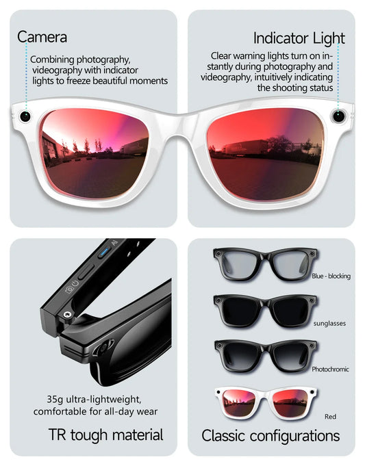 KULANNDER Smart Sunglasses | 8MP Camera, Bluetooth Call & 100+ Language Translation