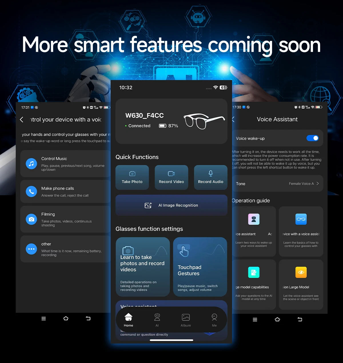 AI Smart Glasses 8 Million Pixels Recording Videos Photo Recognition Answer Translation 290mAh IP66 Waterproof Bluetooth Glasses