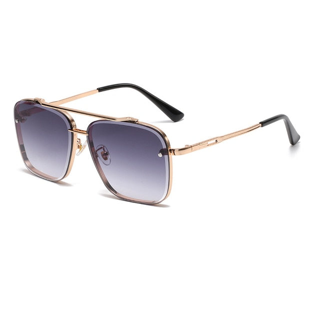 2022 New Gradient Sunglasses for Men Fashion Metal Big Frame Sun Glasses Brand Design Luxury Lunette De Soleil Homme UV400