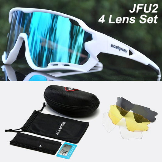 ACEXPNM Polarized Cycling Glasses | UV400 | 4 Interchangeable Lenses | Men & Women