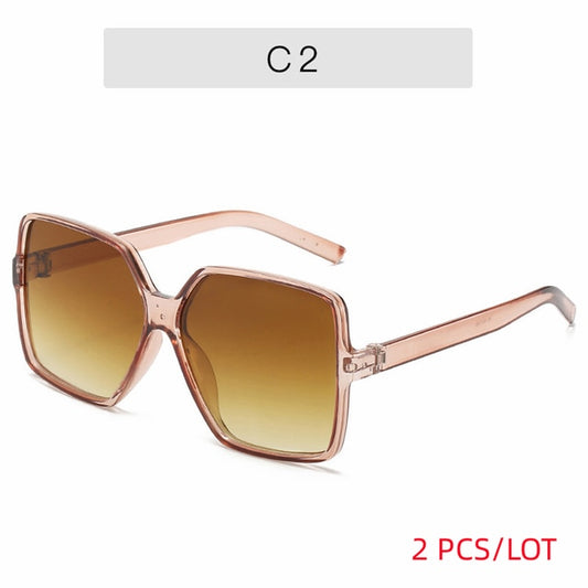 Black Oversized Square Sunglasses | Women & Men | UV400 Colorful Mirror Gradient Hip Hop Shades