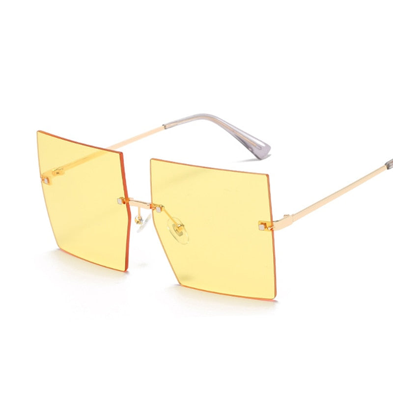 Vintage Square Sunglasses Women Luxury Oversized Rimless Sun Glasses Shades Female Fashion Brand Designer Clear Oculos De Sol