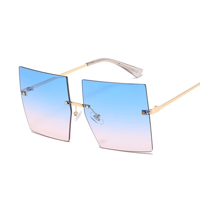 Vintage Square Sunglasses Women Luxury Oversized Rimless Sun Glasses Shades Female Fashion Brand Designer Clear Oculos De Sol