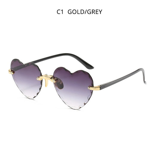 HOOBAN Fashion Heart Shape Women Sunglasses Brand Designer Lovely Rimless Sun Glasses For Female Vintage Pink Ladies Shades