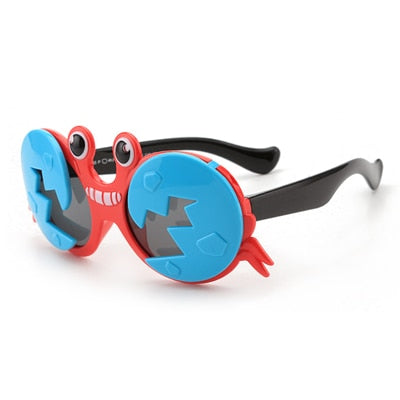 Ralferty Cool Baby Kids Sunglasses Girls Boys Cartoons Crab Flip Up Sun Glasses Funny Child Shades Unbreakable Soft Frame Oculo