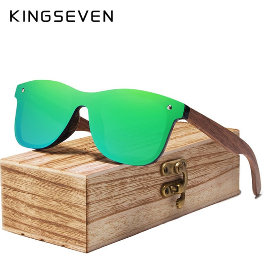 KINGSEVEN Fashion Men Sunglasses Polarized Walnut Wood Mirror UV400 Lens Sun Glasses Women Brand Design Colorful Shades Handmade