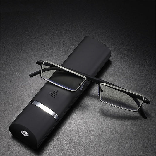 May Flower TR90 Presbyopic Glasses Man Blue Light Reading Glasses Men Metal Square Glasses For Sight Plus Lenses +1.75+2.25+2.75