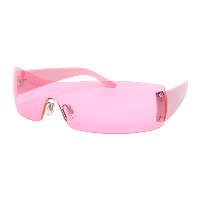 Punk One Piece Sunglasses Goggle Y2k Luxury Brand Wrap Around Sun Glasses 2000's Shades Eyewear UV400 Female Designer Eyeglasses