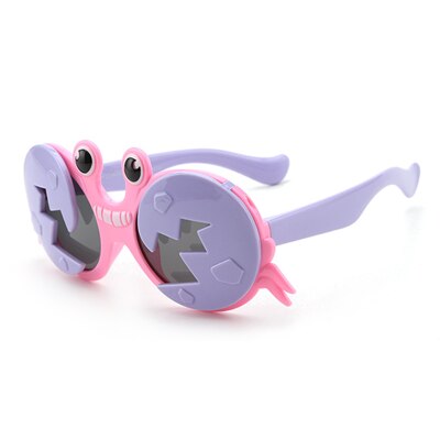 Ralferty Cool Baby Kids Sunglasses Girls Boys Cartoons Crab Flip Up Sun Glasses Funny Child Shades Unbreakable Soft Frame Oculo