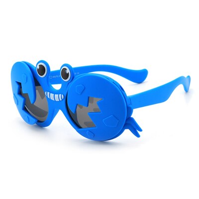 Ralferty Cool Baby Kids Sunglasses Girls Boys Cartoons Crab Flip Up Sun Glasses Funny Child Shades Unbreakable Soft Frame Oculo