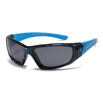 Ralferty Cool Kids Sunglasses Polarized Anti UV400 Outdoor Riding Sport Sun Glasses Child Boy Girl Spider Cobweb Shade 3-9 Year
