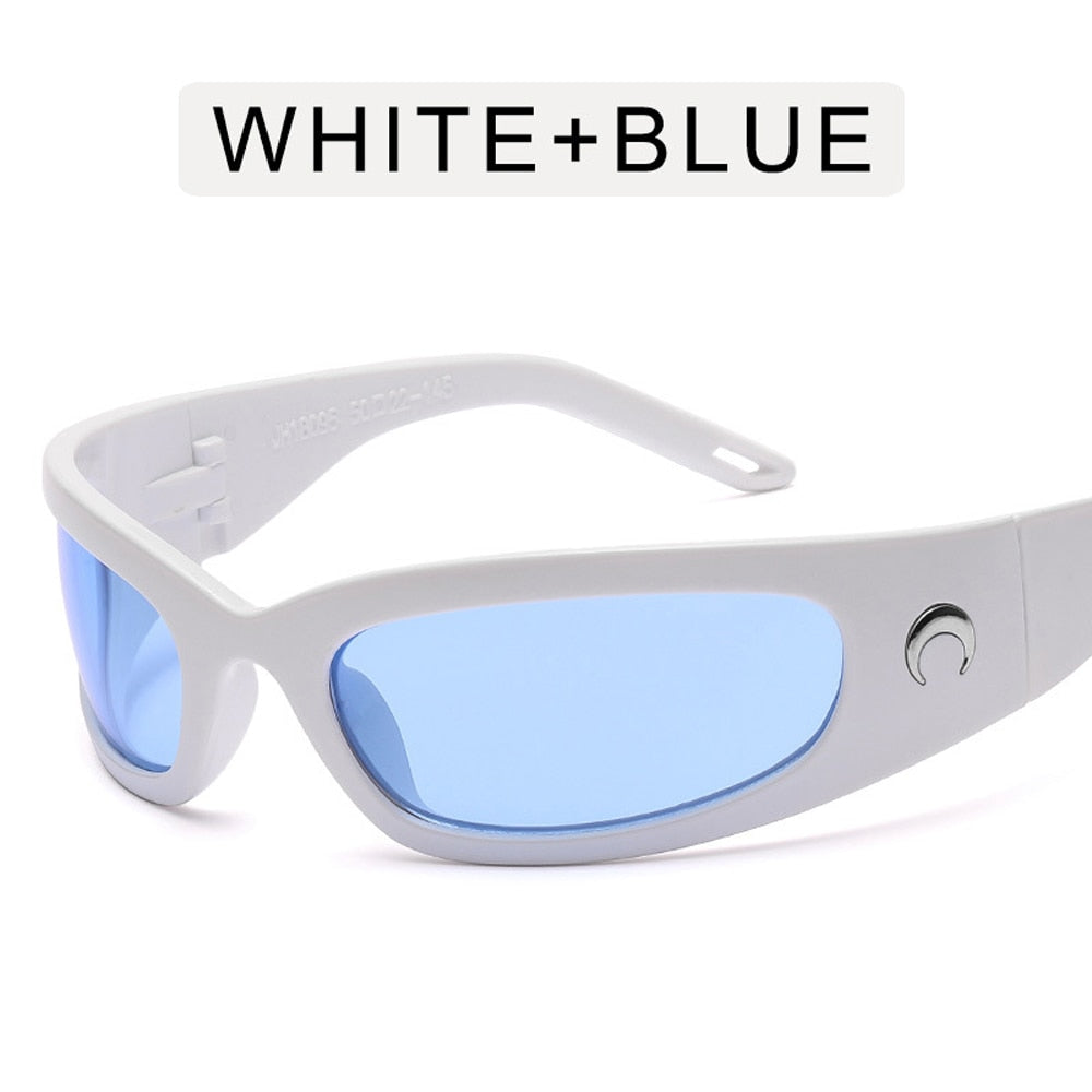 2022 New Moon Rectangular Sunglasses for Women Man Vintage Outdoor Cycling Sports Hip Hop Punk Sun Glasses UV400 Trend Female