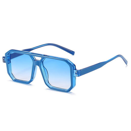 SHAUNA Retro Square Double Bridge Sunglasses | Women & Men | UV400 Candy Color Gradient Rivet