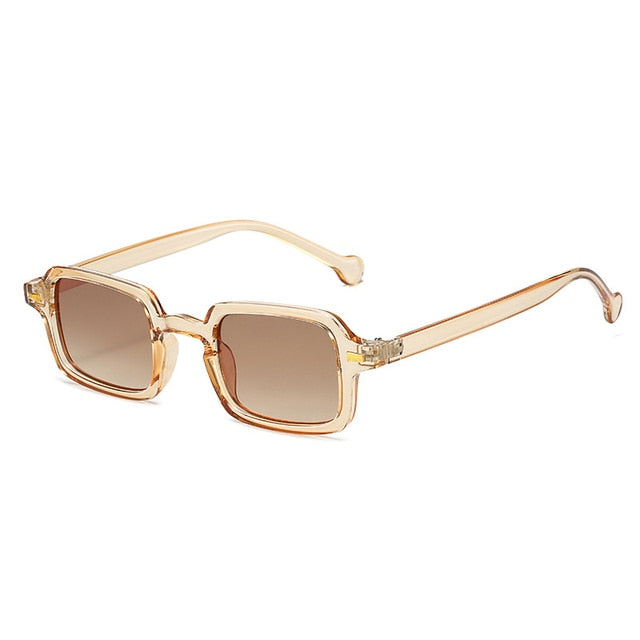 SO&EI Fashion Square Sunglasses Women Retro Rivets Decoration Gradient Shades UV400 Men Leopard Blue Sun Glasses