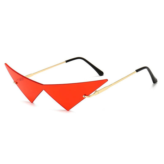 SO&EI Oversized Triangle One-Piece Sunglasses | Women & Men | UV400 Rimless Clear Ocean Lens Cat Eye