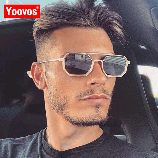 Yoovos Polygon Sunglasses Men 2022 Vintage Men Sunglasses Retro Showing Face Small Shades Glasses Rectangle Gafas De Sol Mujer