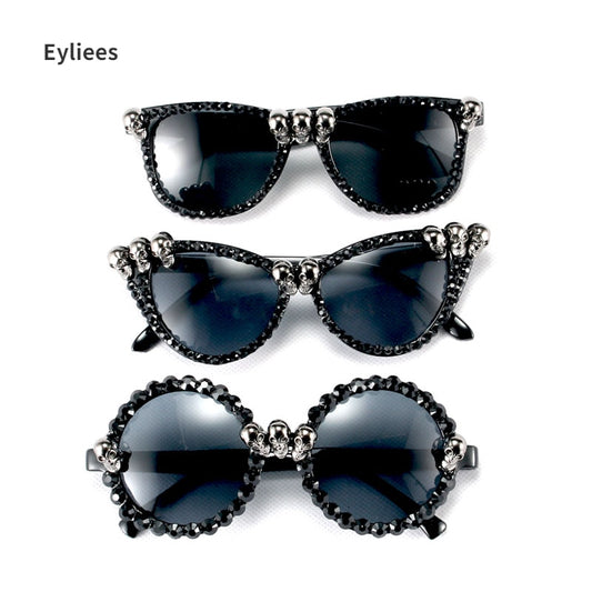 Gothic Skull Sunglasses Halloween Christmas Cat Eye Crystal Punk Sun Glasses luxury designer  vintage  gafas de sol mujer