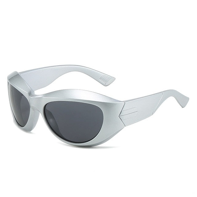 Unique Irregular Hip Hop Sunglasses For Women New Brand Stripe Leg Arc Cool Sun Glasses Men Y2K Vintage Gothic Shades Goggles