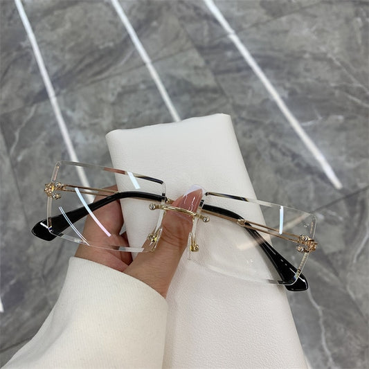 Vintage Rimless Rectangle Sunglasses | UV400 Gradient | Women | Summer Travel Style